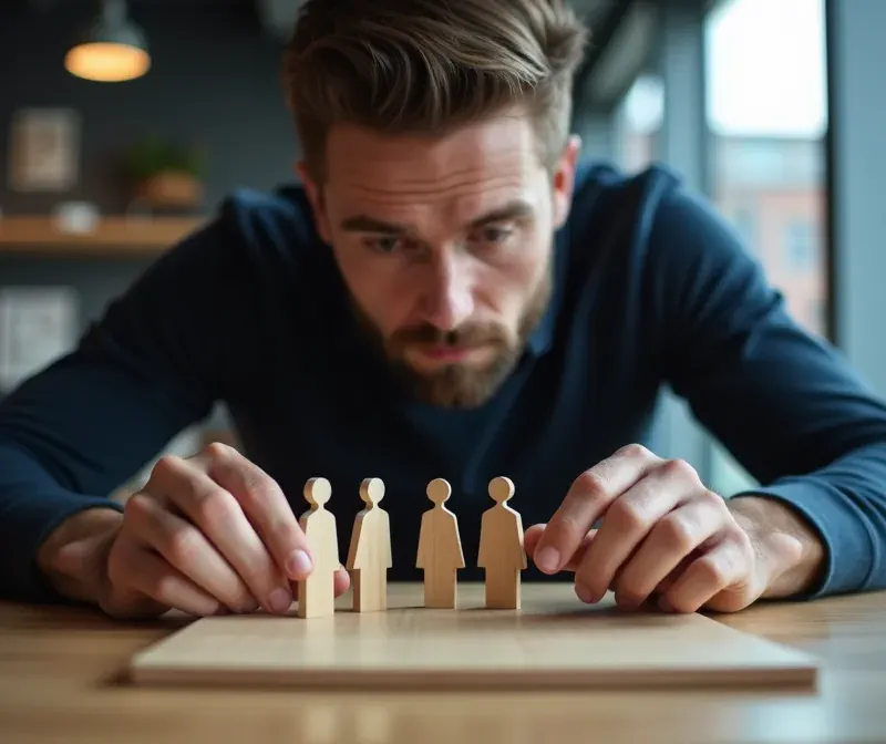 projektmanagement-teamaufstellung Projektleiter bei einer einzelnen Teamaufstellung zur besseren Rollenverteilung