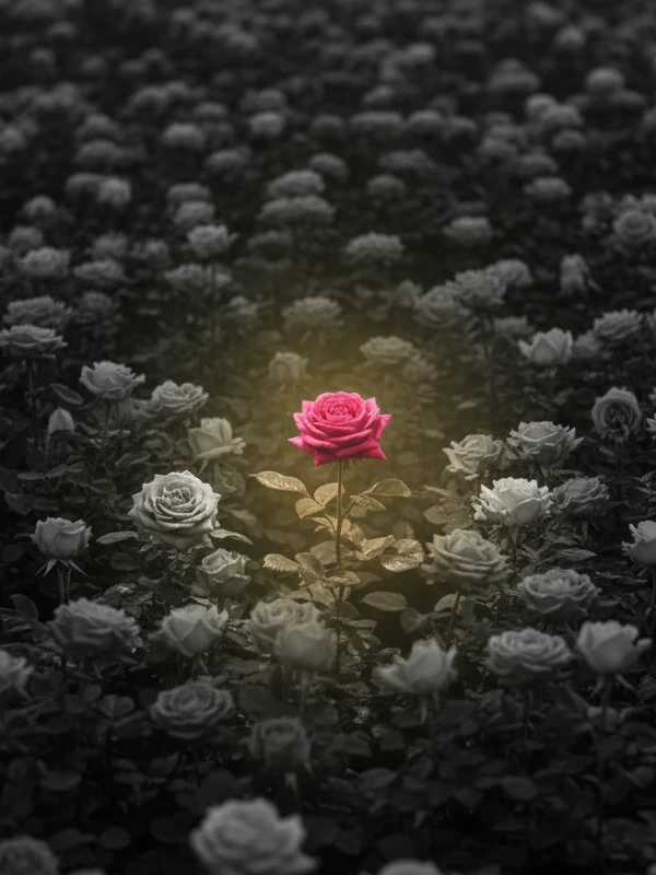 Rote Rose am Ende der Trauerbewältigung