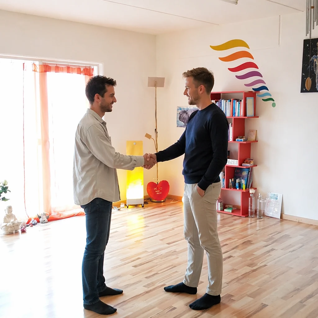 2 Kollegen schütteln sich die Hände nach der Aufstellung